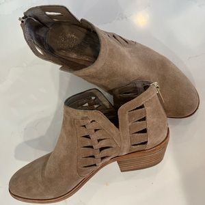 Vince Camuto tan suede booties, size 8.5